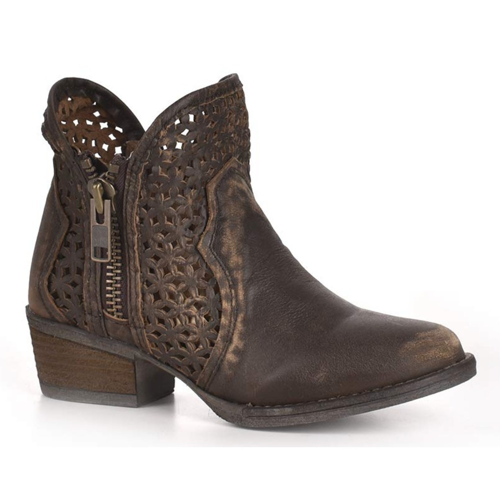 Circle G by Corral Women's Western Distressed Leather Bootie Cutout Q5019 NIB- 7